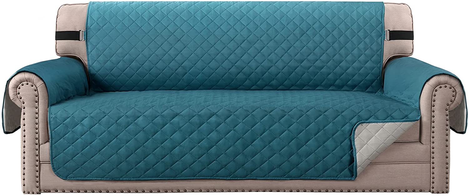 H.VERSAILTEX Sofa Protector for Dogs/Cats/Pets Sofa Slipcover Quilted Furniture Protector with Non Slip Elastic Strap Water Resistant Sofa Covers Couch Covers Seat Width 66 Smoke Blue/Beige H.VERSAILTEX Sofa Protector for Dogs/Cats/Pets Sofa Slipcover Quilted Furniture Protector with Non Slip Elastic Strap Water Resistant Sofa Covers Couch Covers Seat Width 66 Smoke Blue/Beige